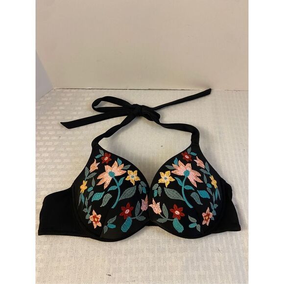 Nwot shade shore black top 34b colorful flowers - Picture 1 of 3